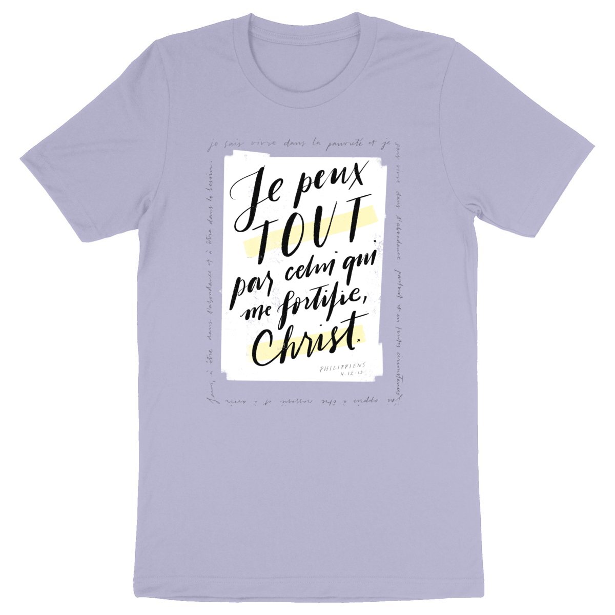 Par Christ qui me fortifie / T-shirt unisexe épais coton bio