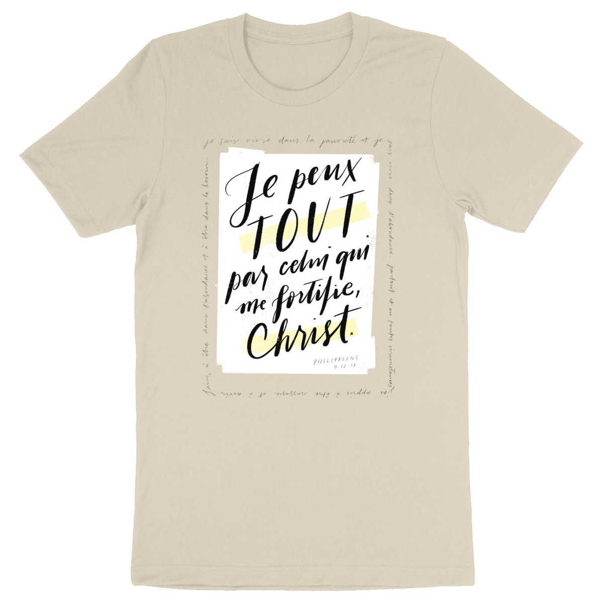 Par Christ qui me fortifie / T-shirt unisexe épais coton bio